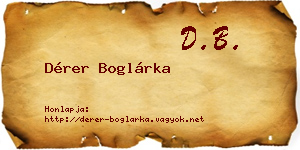 Dérer Boglárka névjegykártya